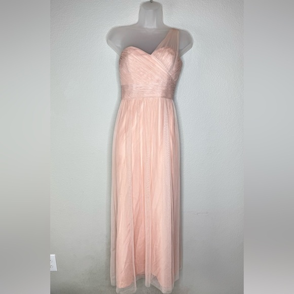 Amsale Evening Dress Long One Shoulder Powder Pink Size 2 - Picture 1 of 12